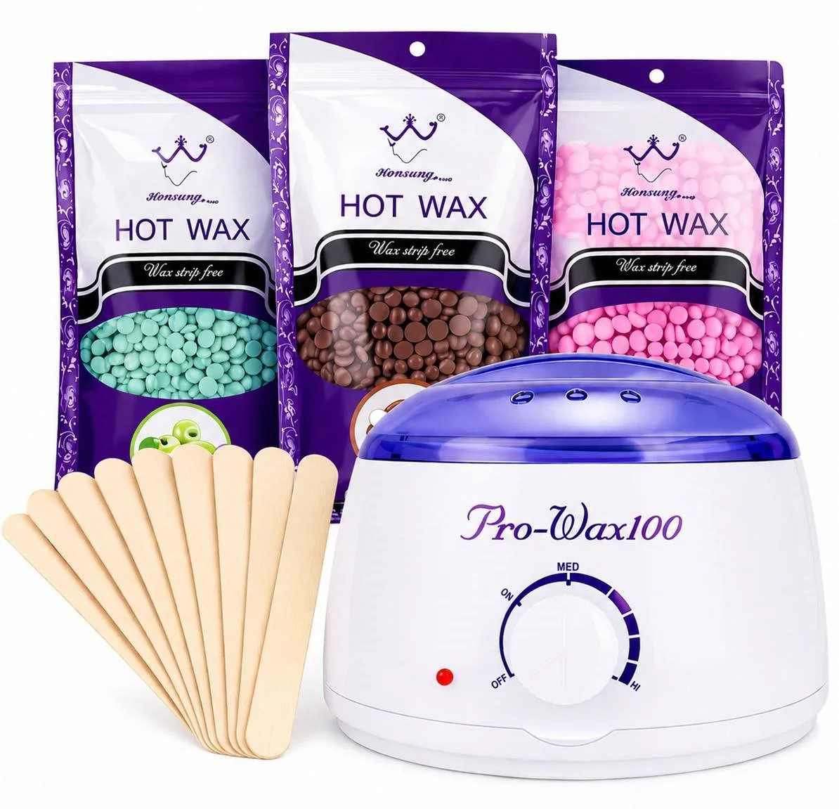 Стартовий набір для депіляції воском 5в1 Pro-Wax 100W, віск в гранулах, шпателі