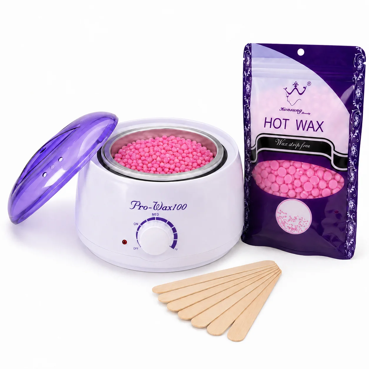 Набір для депіляції воском 3в1 Pro-Wax 100Вт з воском 100г та шпателями